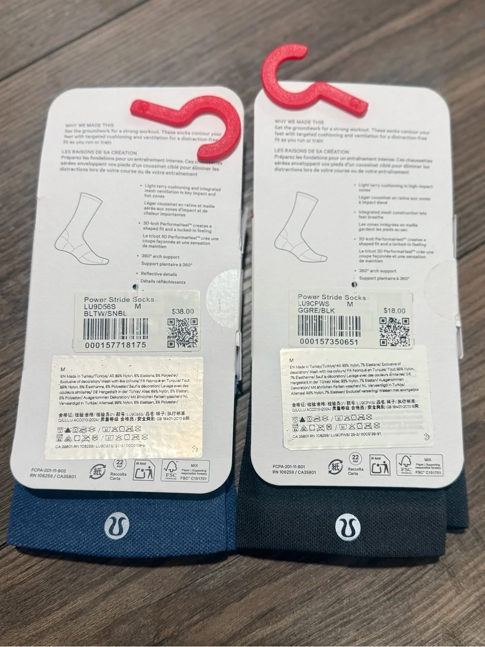 Lululemon Power Stride Crew Socks Bundle Unisex Women 7-9 Men 5.5-7.5 NWT